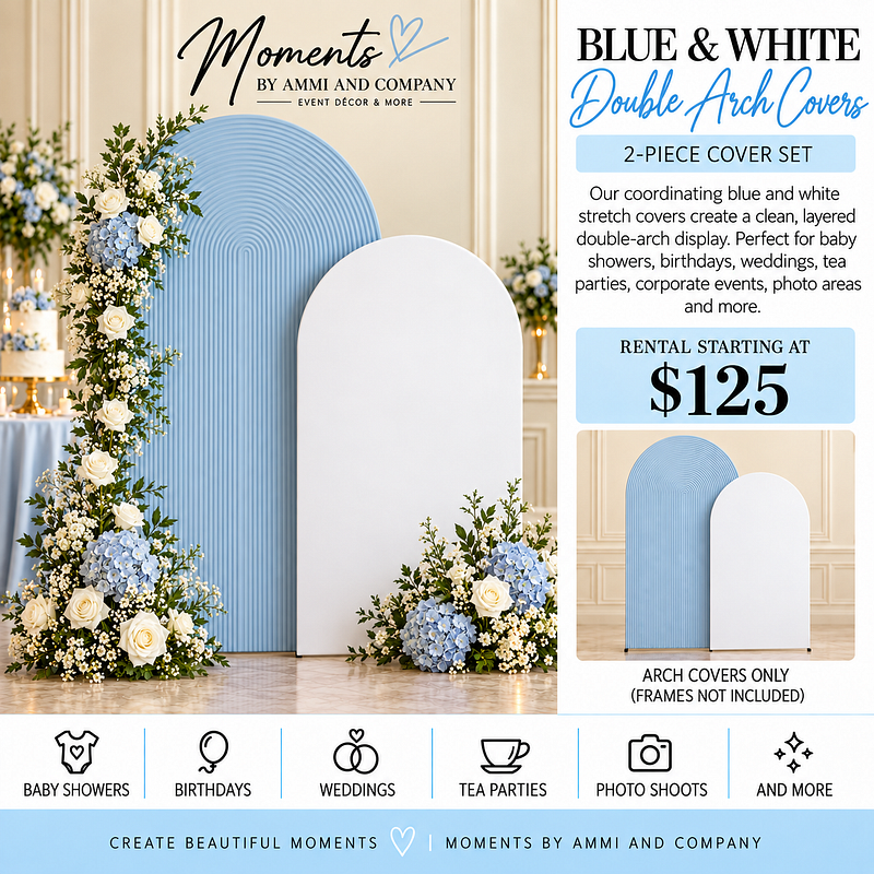 Blue & White Double Arch Backdrop Covers