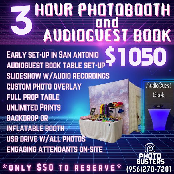 3 Hour Unlimited Prints Booth PLUS Audio Guest Book