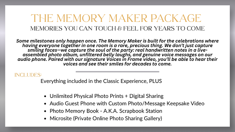 Memory Maker Package