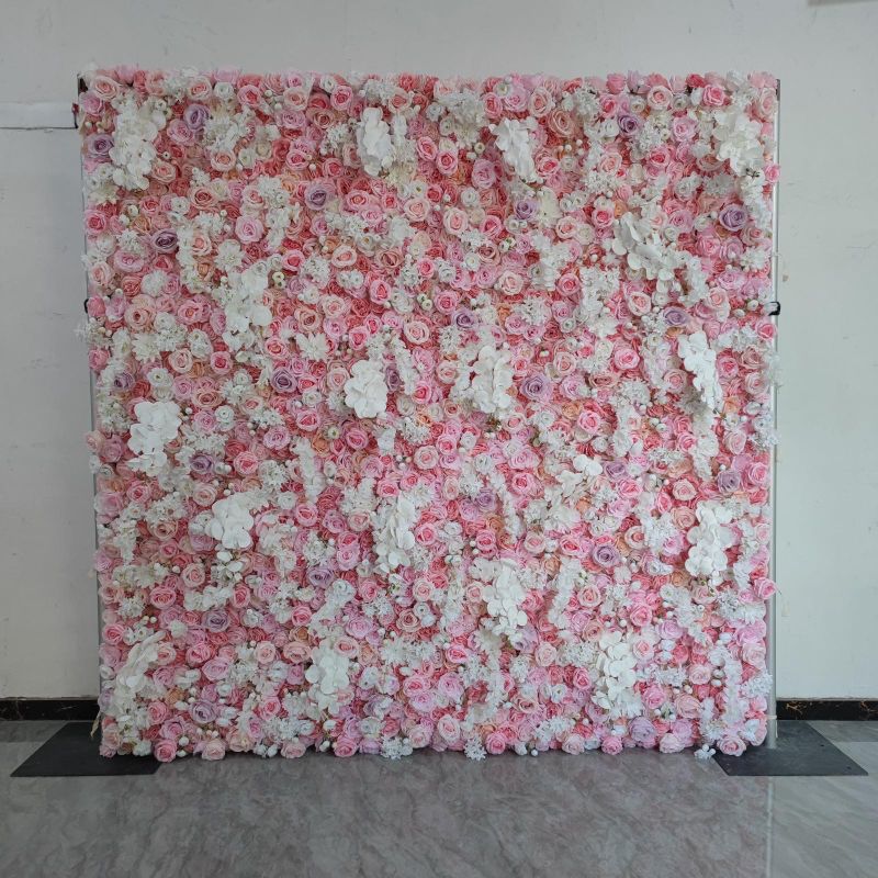 5D Light Pink & White Roses Backdrop