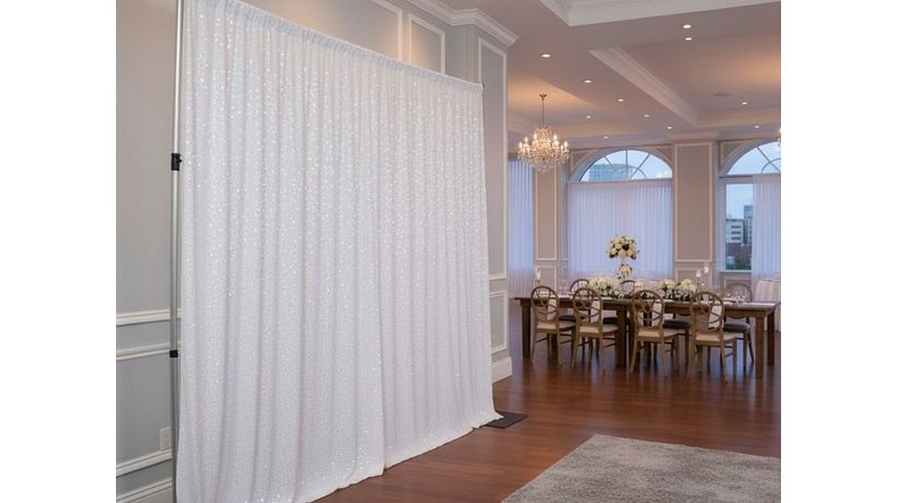 White sequin backdrop