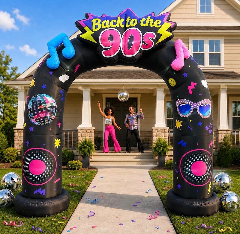 8FT Back to the 90s Inflatable Arch with LED Lights
