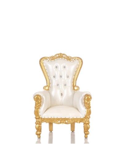 White and Gold Kid's Throne Chair