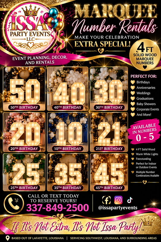 4FT Lighted Marquee Number Rentals