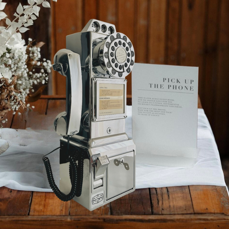 Chrome Silver Payphone Audio Guestbook