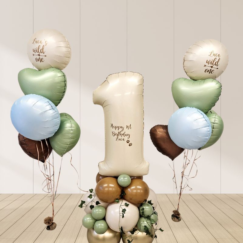 Number Stack with Matching Helium Balloon Bouquets