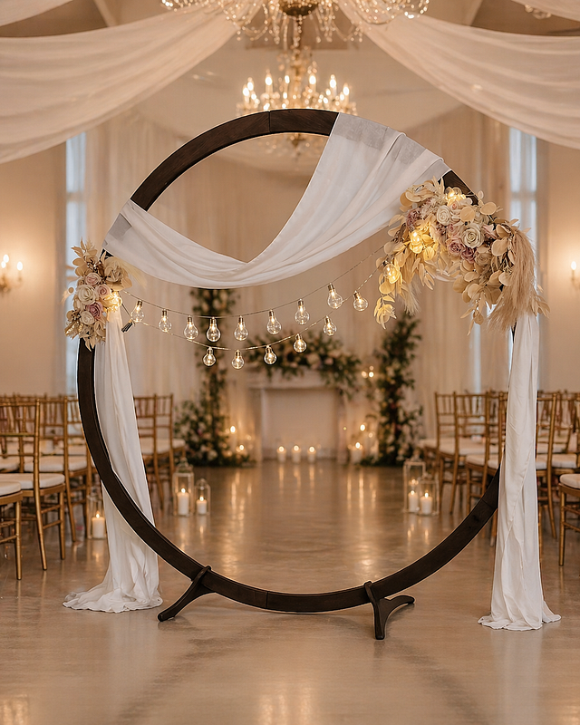 WOODEN CIRCLE ARCH — FULLY STYLED