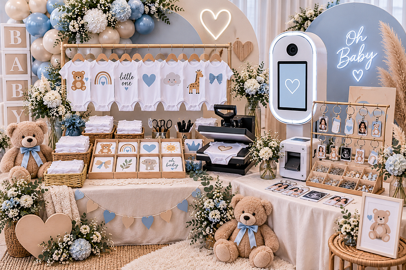 🔑 Baby Shower Onesie Bar + Keychain Photo Booth Experience 