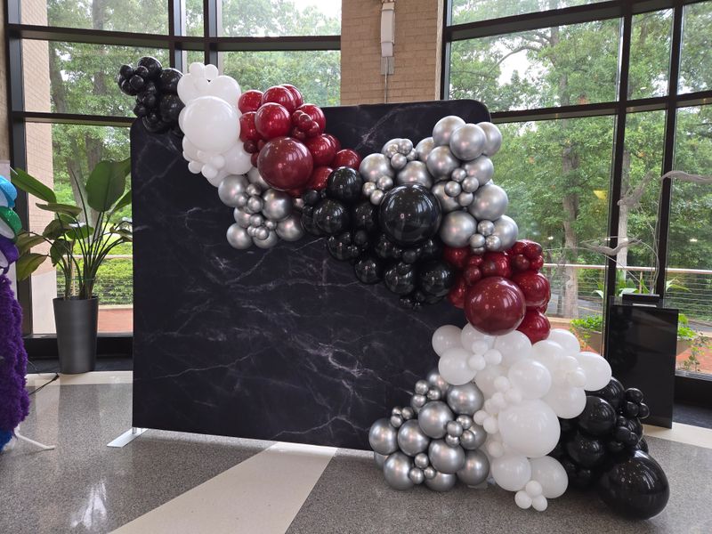 Custom Designed Balloon Garland and Backdrop Rental