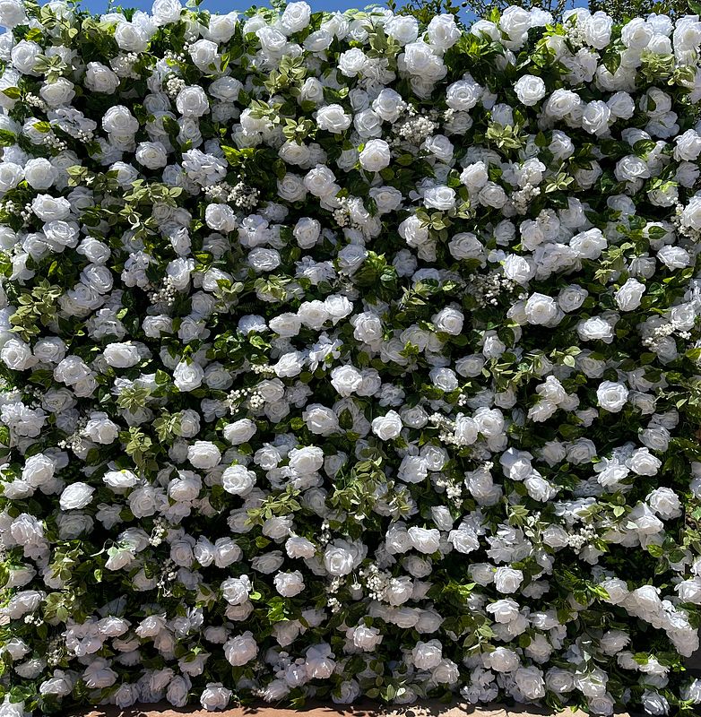White with Leaves Flower Wall