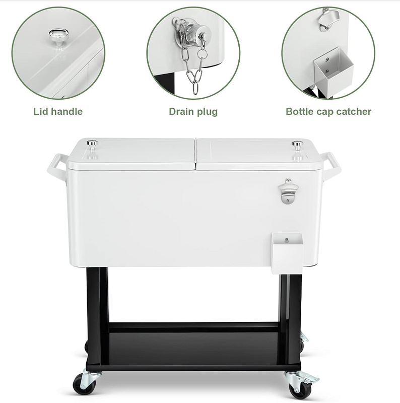 80 qt Elegant Rolling Party Cooler
