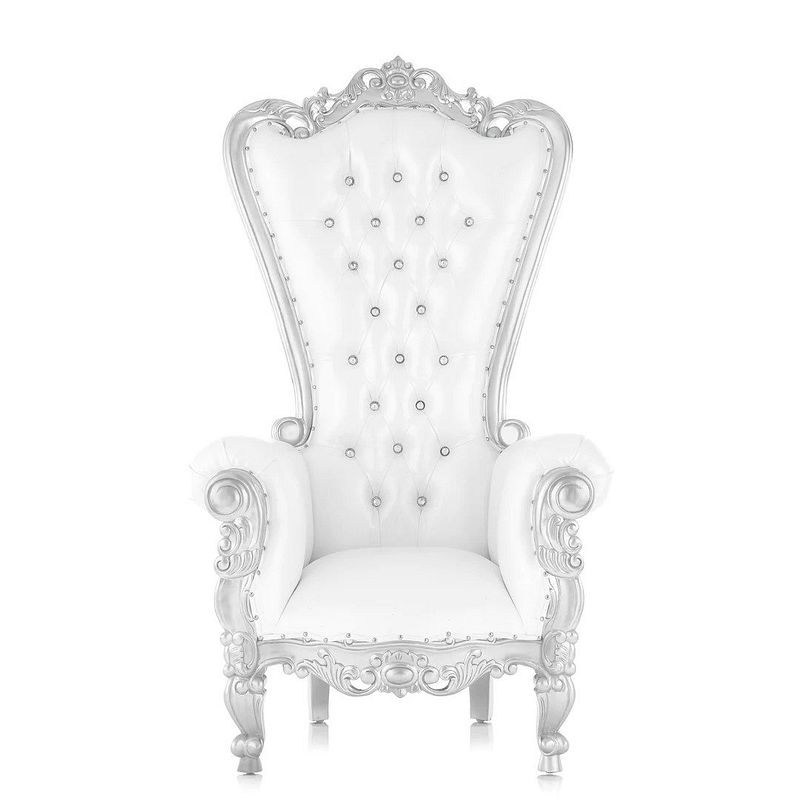 Queen Tiffany Throne Chair - Vinyl Silver