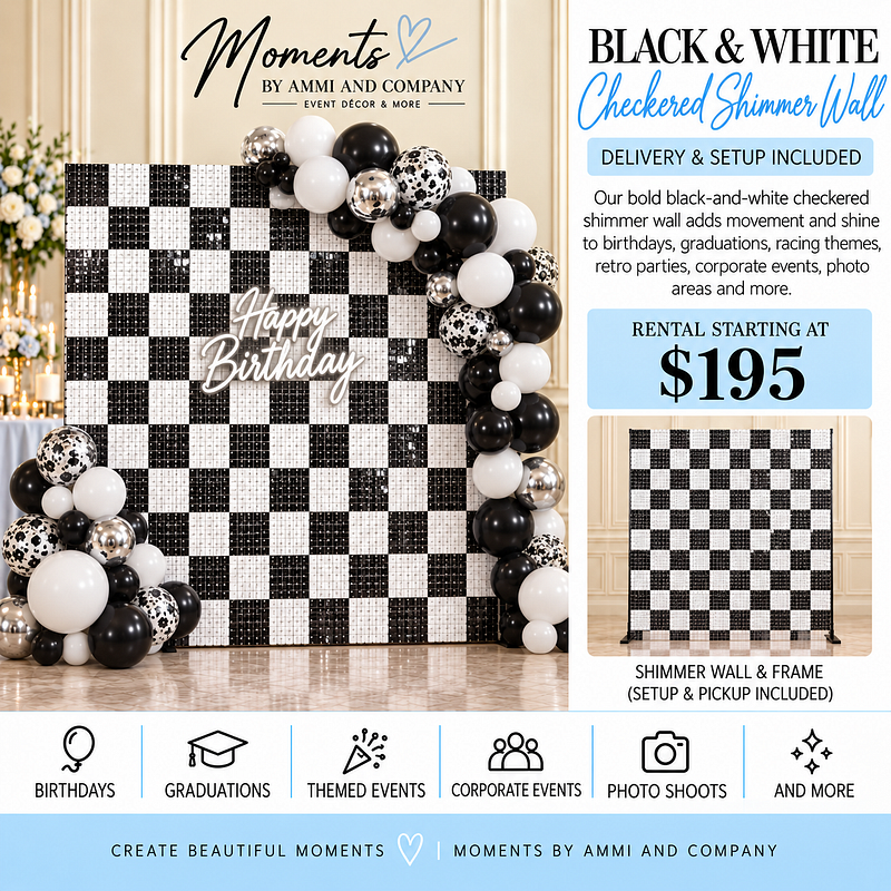 Black & White Checkered Shimmer Walls.