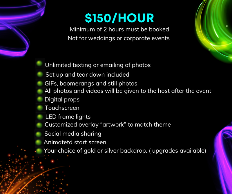 $150/hr (Not for weddings or corporate events)