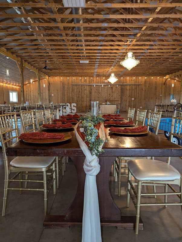 Gold Chiavari Chairs With White Cushions