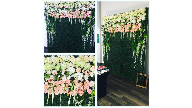 ADD SILK FLOWERS TO GREEN HEDGE DRAPE