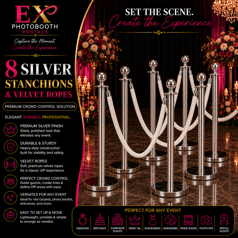 Stanchions (Silver) with Rope & Carpet