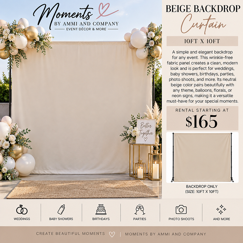 Neutral Beige Fabric Backdrop- 10x10"