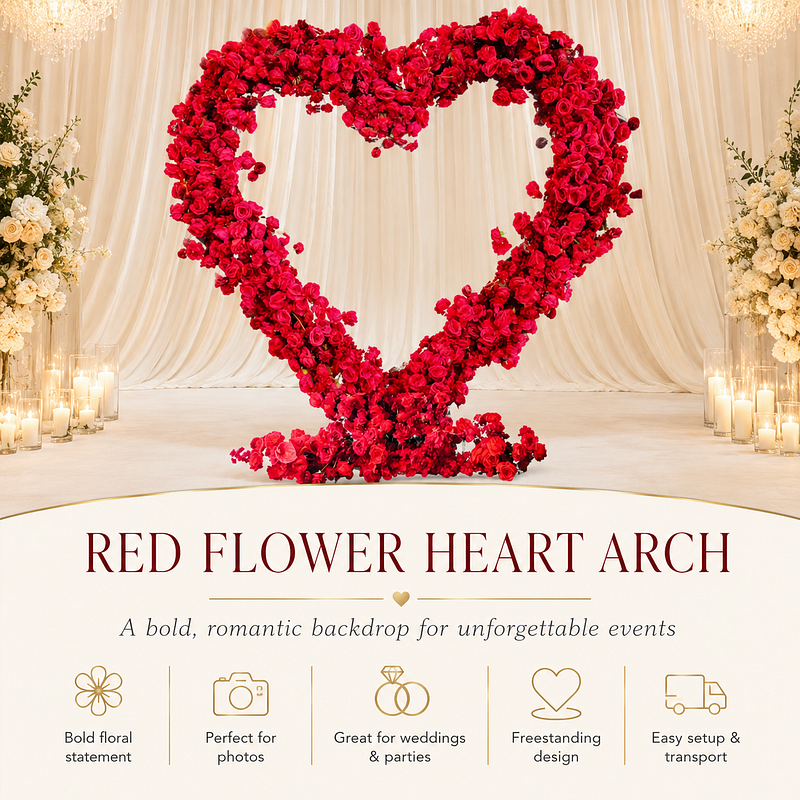 Red Floral Heart Arch