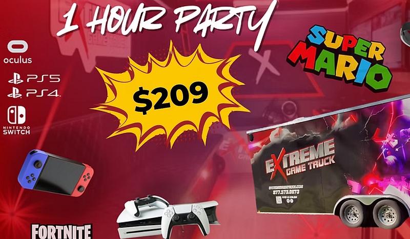 One Hour Game Truck Party with Online Gaming