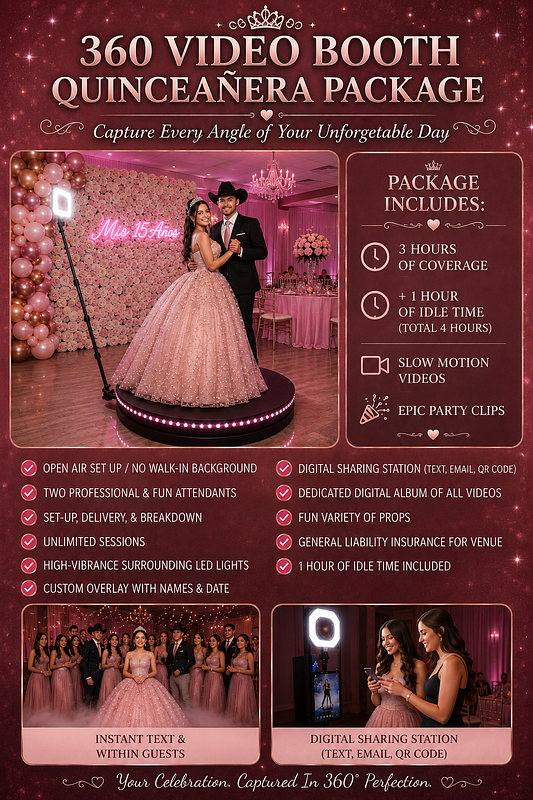 360 OPEN AIR VIDEO BOOTH QUINCEANERA PACKAGE