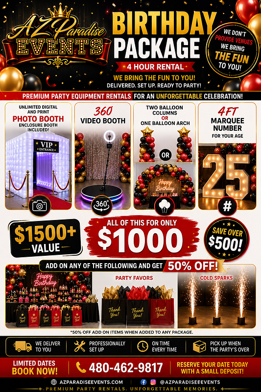 BIRTHDAY PACKAGE - PARADISE BUNDLES & SPECIALS
