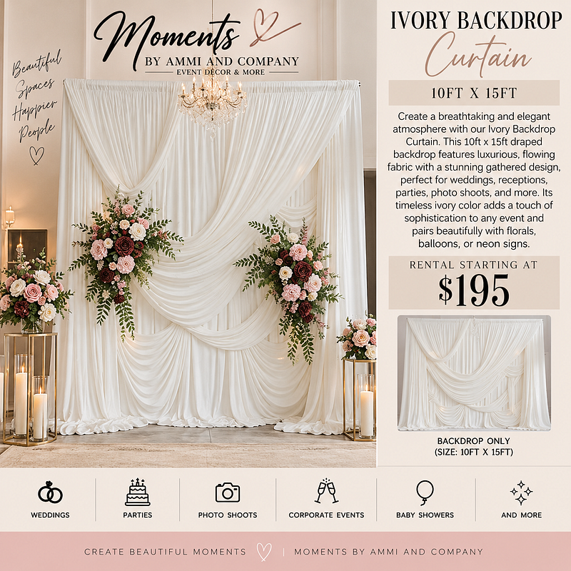 Ivory Draped Curtain Backdrop