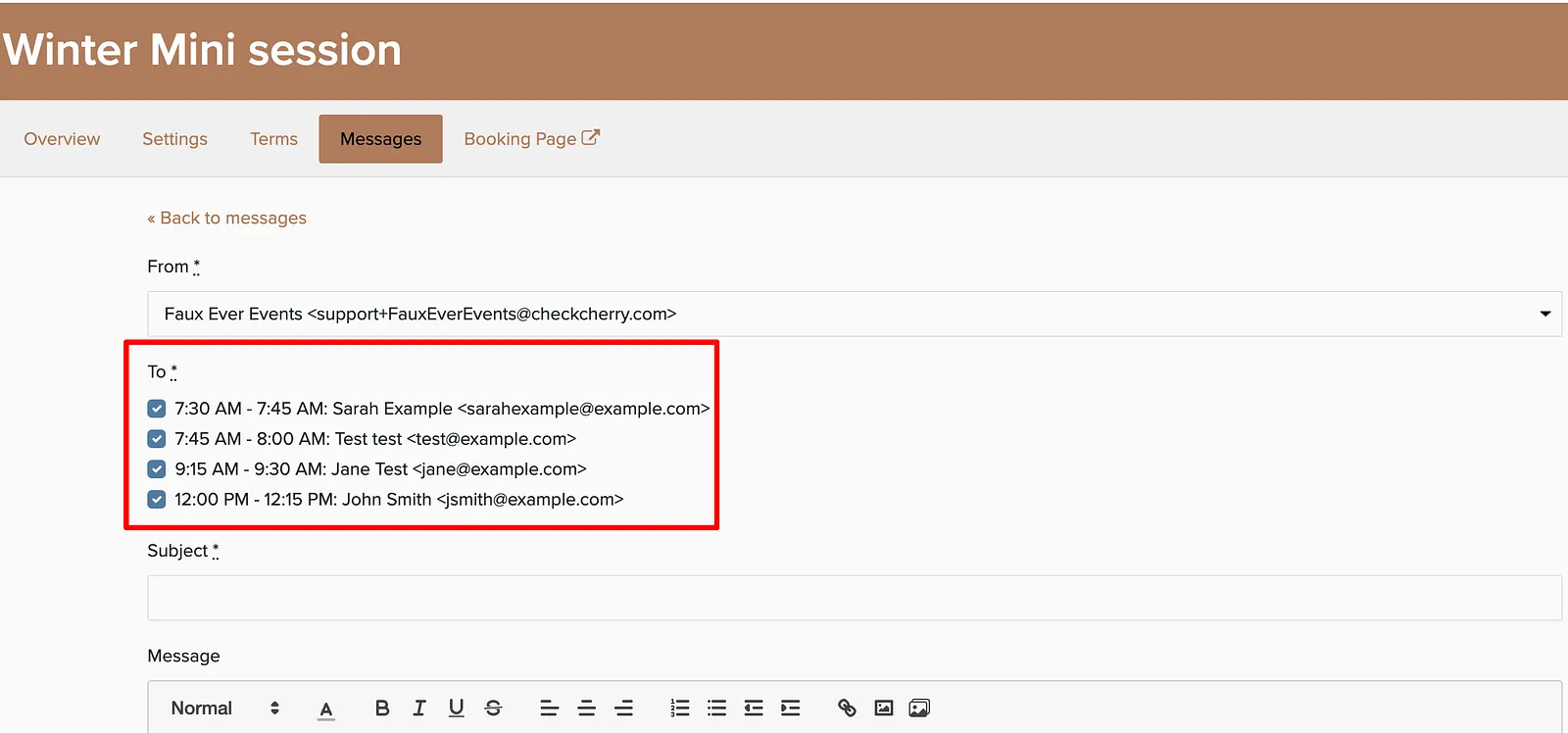 Selecting which clients receive the message