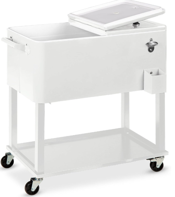 80 Qt White Rolling Cooler