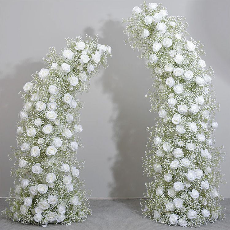 White Half Flower Archway with Baby Breathe