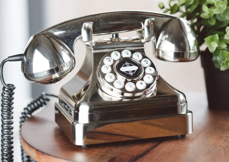 Chrome Silver Rotary Style Phone