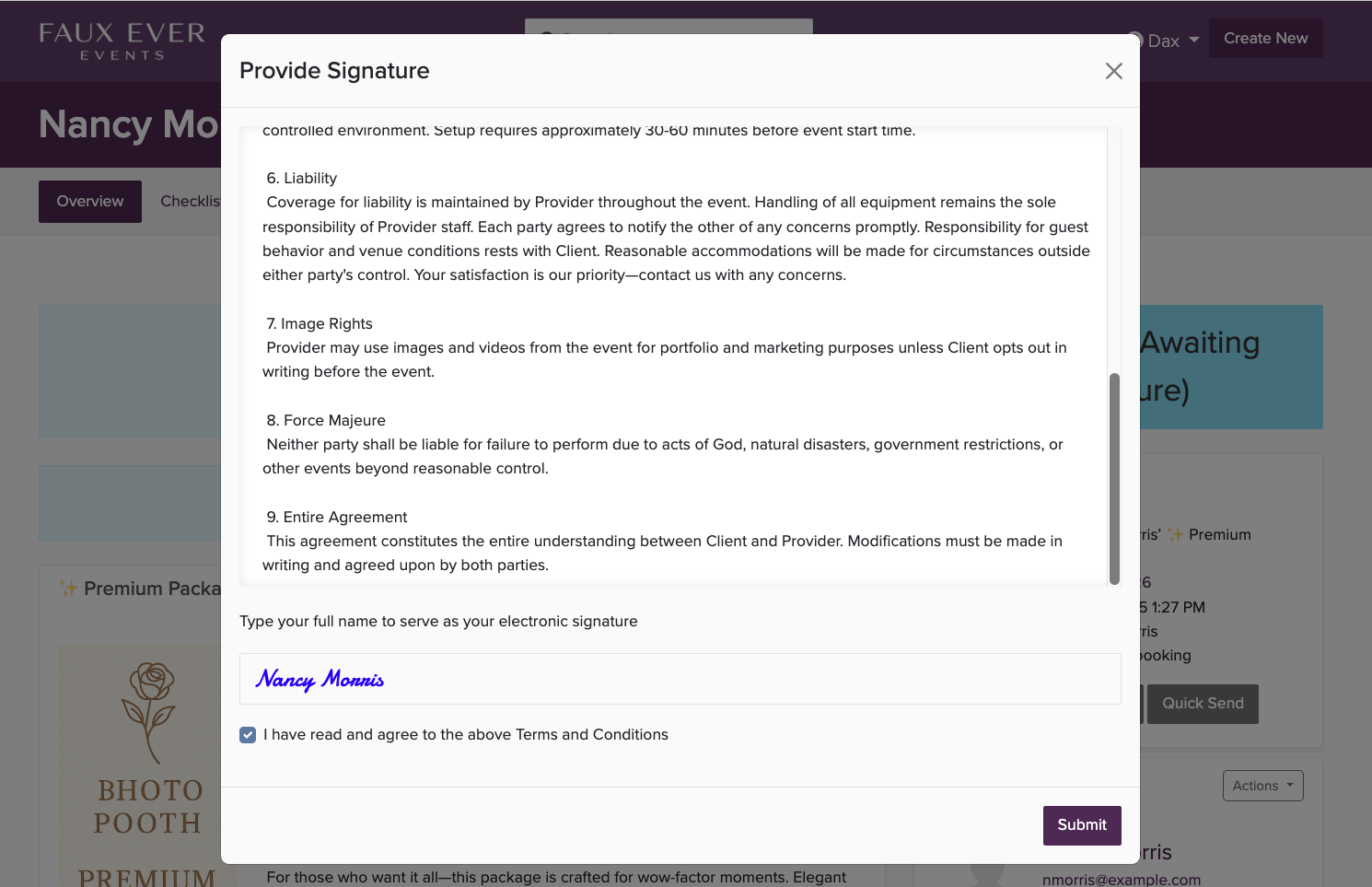 Contract signing interface