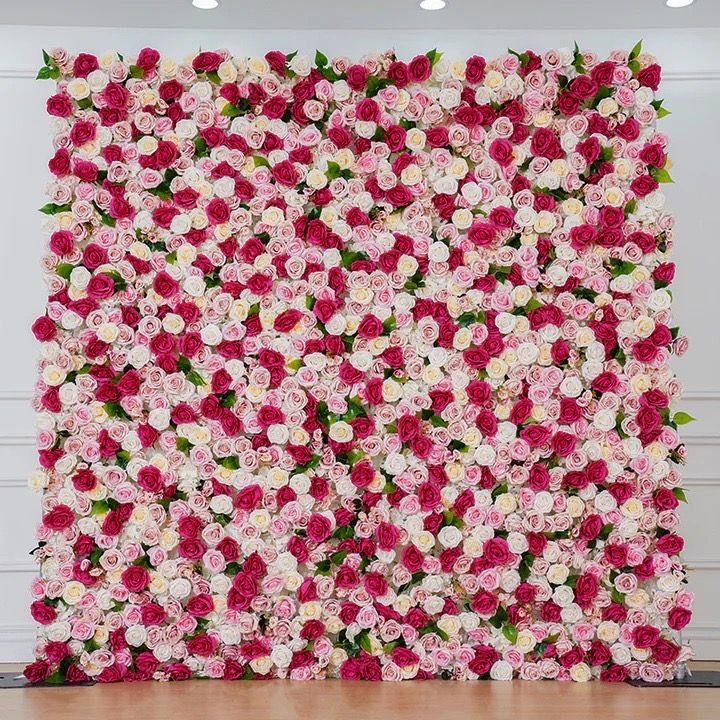 5D Dark Pink & White Roses Backdrop