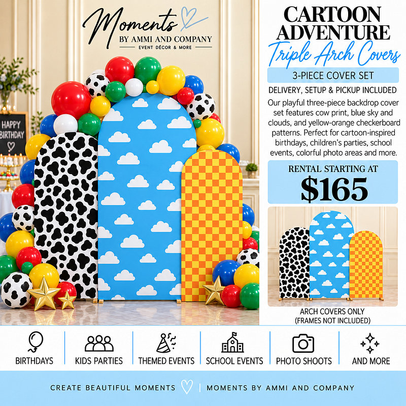 Cartoon Adventure Triple Arch Backdrop Covers