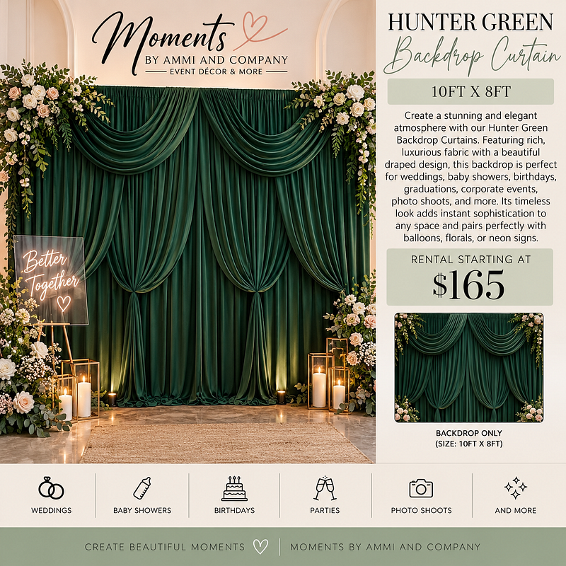 Hunter Green Draped Backdrop