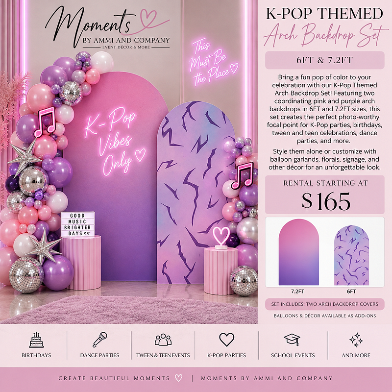 K-Pop Themed Arch Backdrop Set- 6FT & 7.2 FT