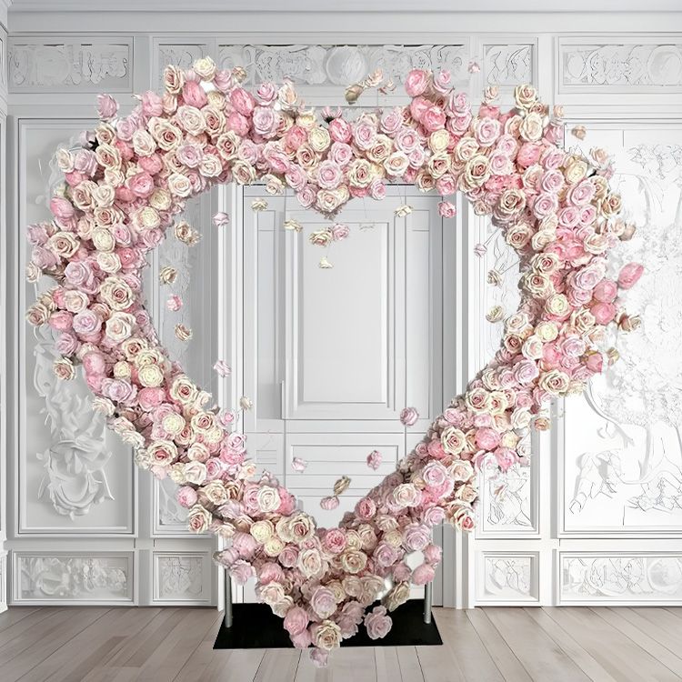 Pink w/ Hints of Ivory Heart Flower Arch