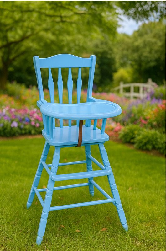 Blue Vintage Wooden High Chair Rental