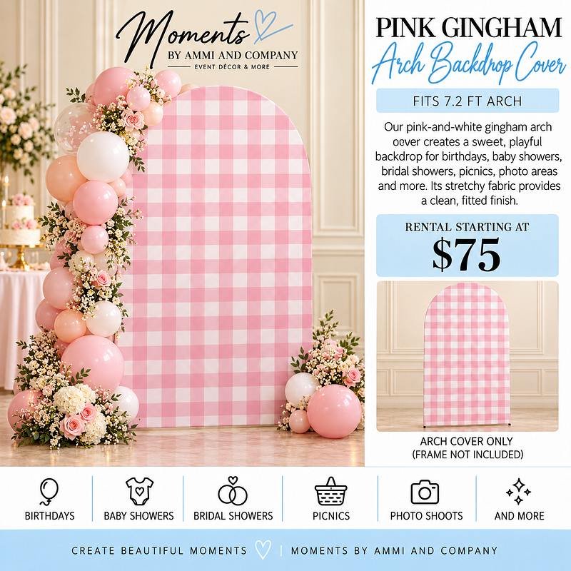 Pink Gingham Arch Backdrop