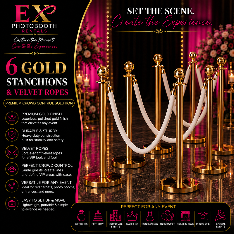 Stanchions (Gold) with Ropes & Carpet
