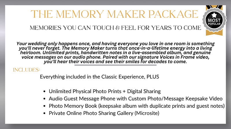 Memory Maker Package