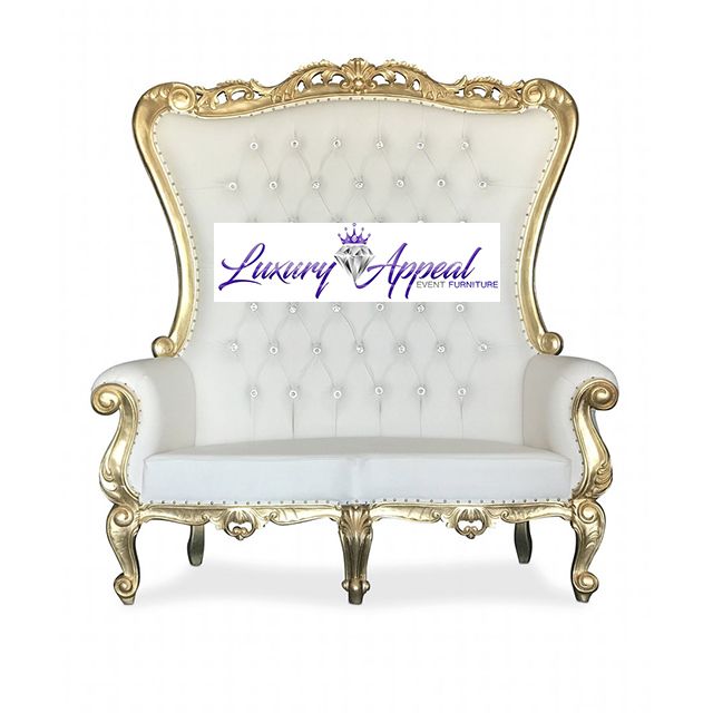 White with Gold Trim Dual Chair