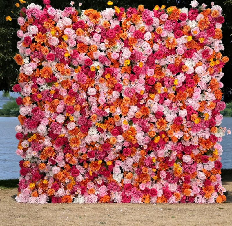 Bloom in Beauty Orange Pink Rose Flower Wall
