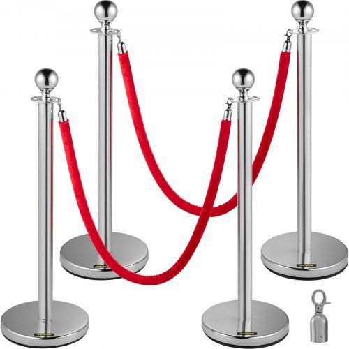 CHROME STANCHIONS WITH RED ROPES