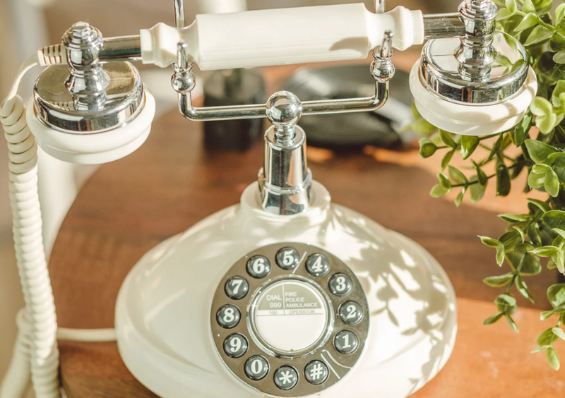 White Rotary Phone