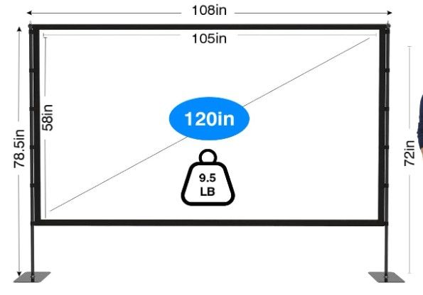 Portable Projector Screen 120" Indoor/Outdoor with Stand $50/day