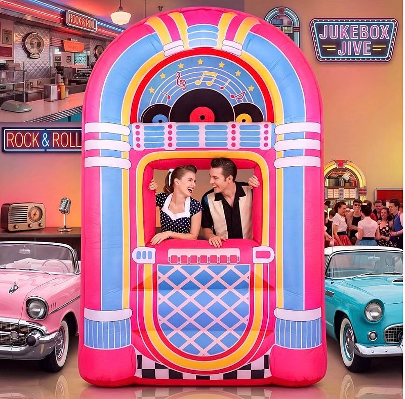 Inflatable Jukebox Party Decoration with Built in LED Lighted 50s Party