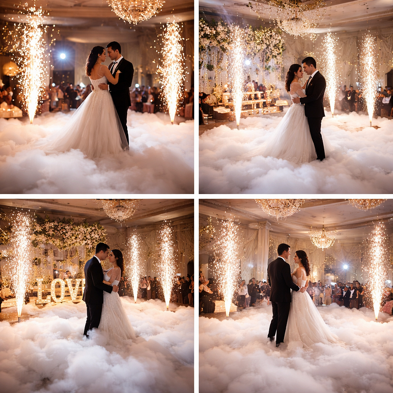 6 cold Sparks and Low Fog Machine