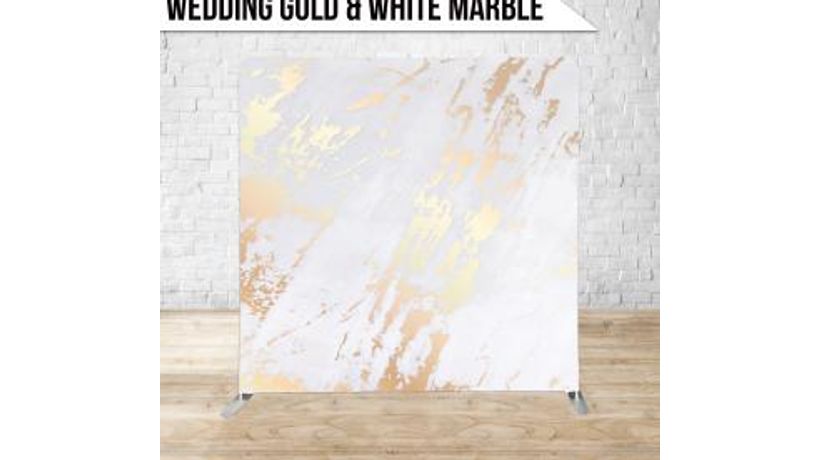 Wedding Gold & White Marble photo booth backdrop