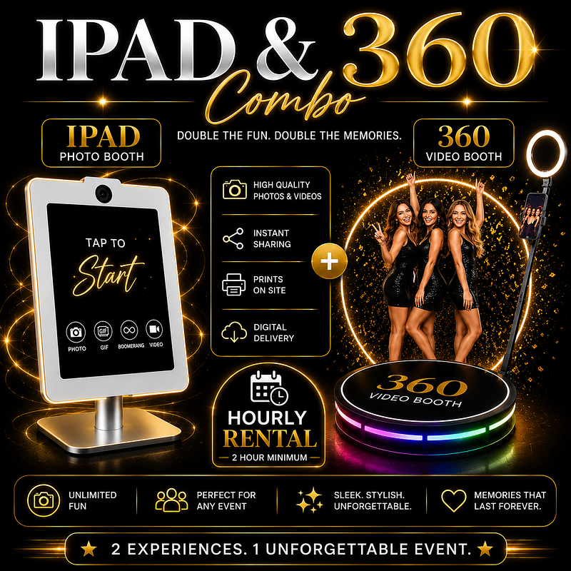 Hourly Ipad photobooth & 360 booth combo